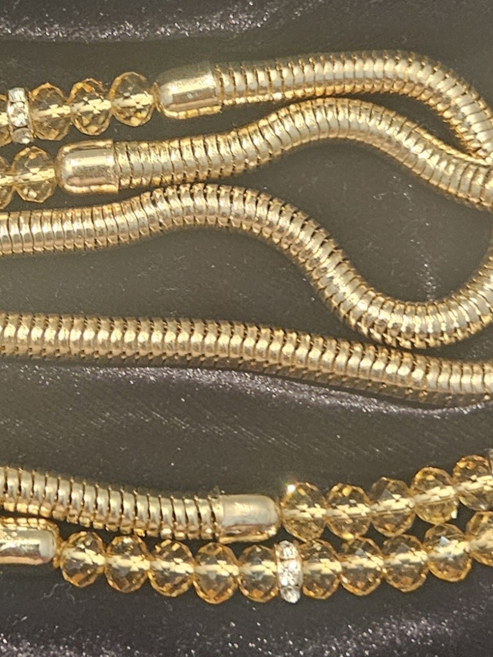 Gold-Tone Chain Necklace with Faceted Bead Accents